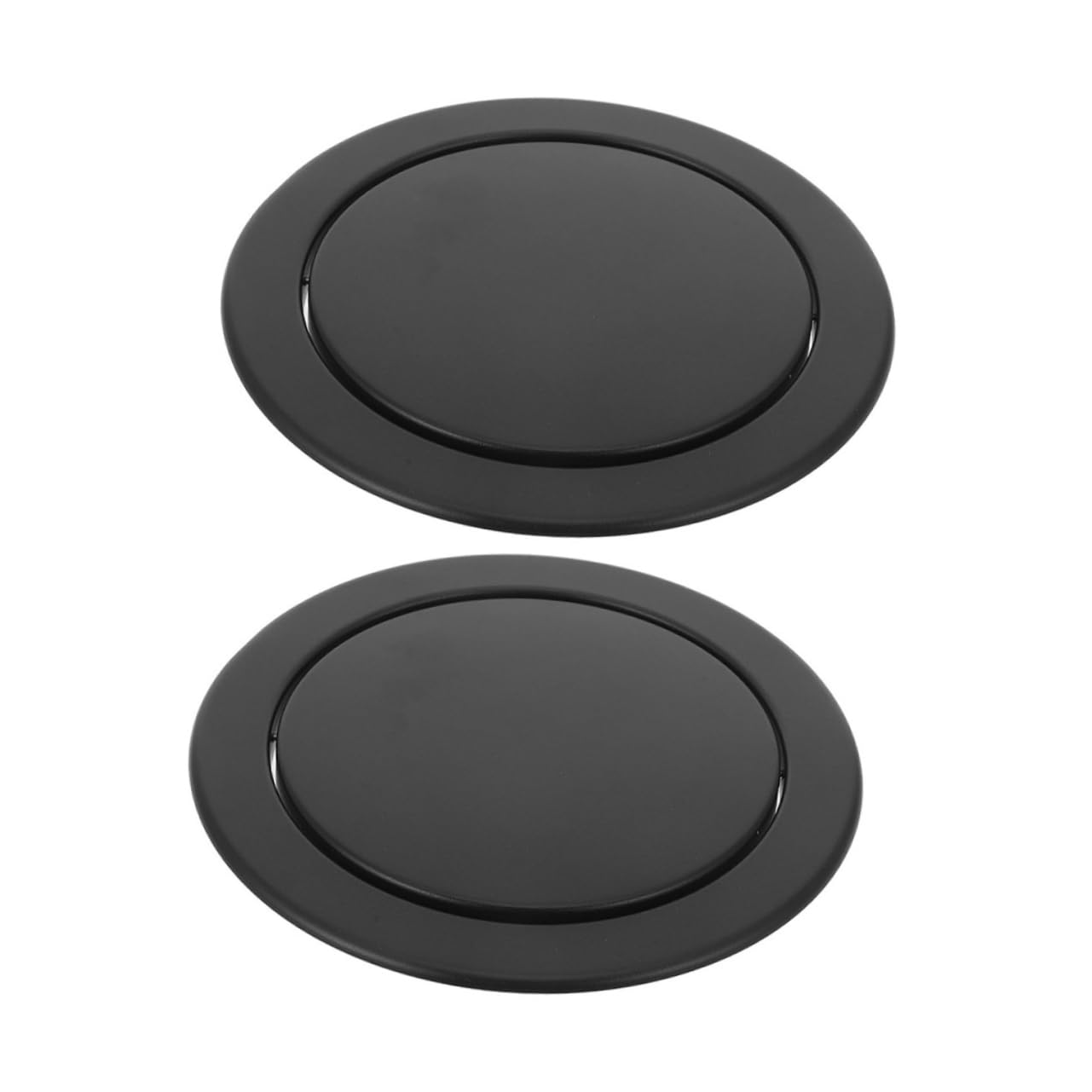 Tapa de Bote de Basura Empotrada Redonda de Acero Inoxidable | Pack de 2 Unidades, Negro, Montaje Integrado, Mecanismo Abatible Silencioso, Diseño Moderno para Hogar y Cocina