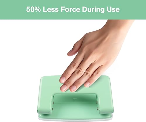 Vista 2 de Perforadora de 2 agujeros, perforadora para manualidades, herramienta de perforación de doble agujero, perforadora manual de hojas sueltas, Verde