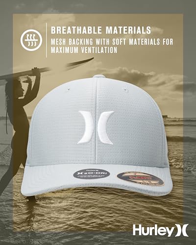 Image of Hurley Men's Baseball Cap - Lightweight Curved Bill H2O Dri Fitted Caps for Men