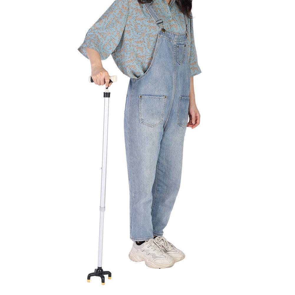 Bastón para Personas Mayores, Ligero, Extensible, Ajustable, Antideslizante, de aleación de Aluminio, con muletas de Cuatro Patas, Ayuda Duradera para la Movilidad.