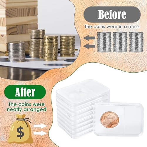 Acrux7 50 piezas porta monedas de 28 mm para coleccionistas miniatura 5