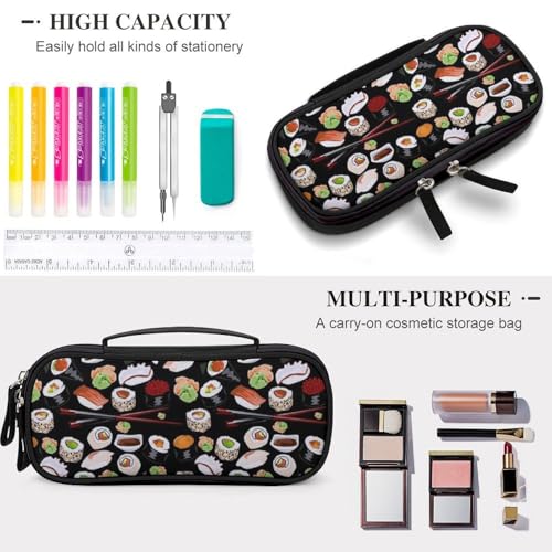 Bolsa de sushi japonesa negra para organizar tus cosméticos y bolígrafos en cada viaje 3