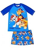 Paw Patrol Schwimmset UV-Schutz 30 für Jungen - Boys Crew Kinder Badeanzug Shirt und Hose Zweiteiler Blau