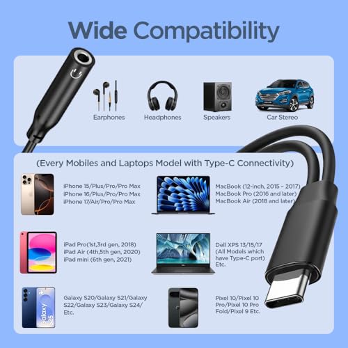 Image of UNIGEN 2 in 1 USB C to 3.5mm Headphone and Charger Adapter, AUX Mic Jack with PD Up to 60W Fast Charging for Stereo, Earphones, Compatible with Samsung Galaxy S25 /S24 /S23 /S22+, Google Pixel 8 /7