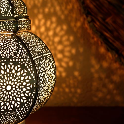Casa Moro Oriental Metal Lantern, Alima White Gold, 30cm, Moroccan, Wedding Lantern - Image 4