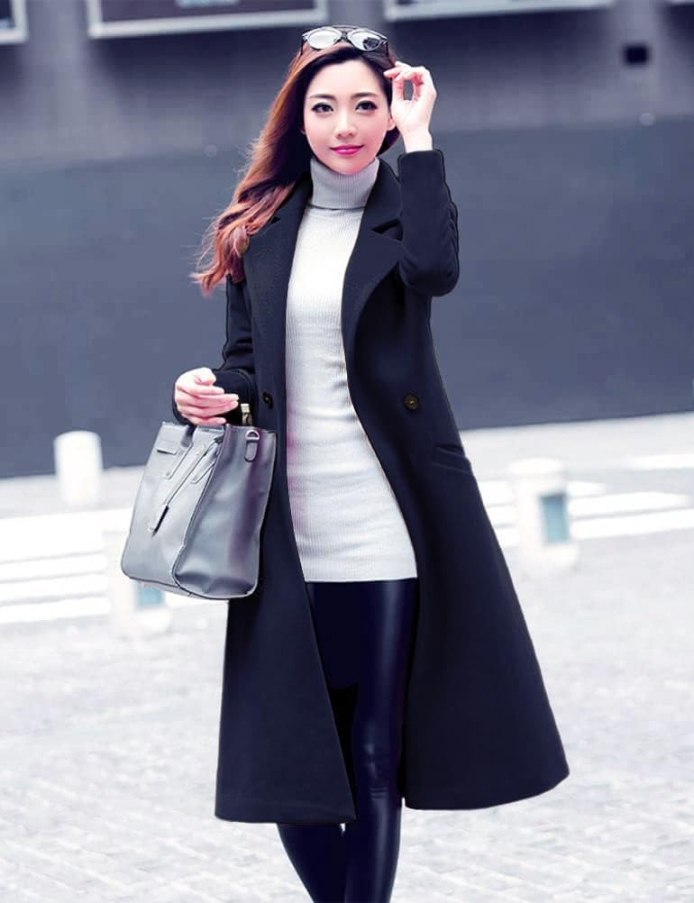 IDEALSANXUN Long Wool Coats for Women Fall Winter Coats Wool Jacket Peacoat - Image 2