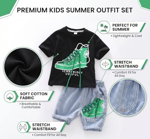 Image of Krishn Creations Kids Clothes for Boys | Cotton Printed Half Sleeve T-shirt and Shorts Baby Boy Dress | Casual Wear Kids Clothes