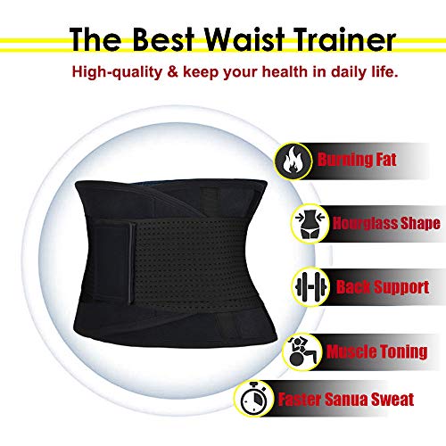Waist Trainer Belt Waist Cincher Trimmer Slimming Body Shaper Belts Sport Girdle for Women Black - Thumbnail 5