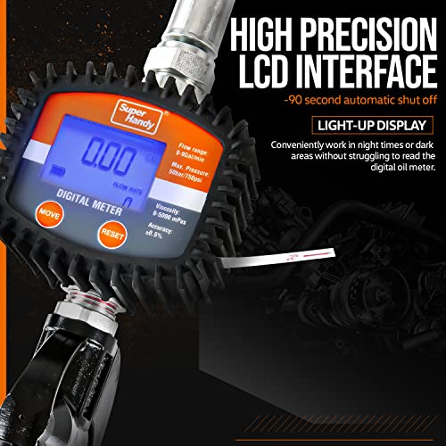 SuperHandy Digital Oil Control Valve Flow Meter Dispenser Nozzle 10 GPM / 35 LPM Heavy Duty Air Operated Pneumatic 1/2\" Inch NPT Inlet Pressure Range 7-725 Psi Flexible Spout - Thumbnail 5