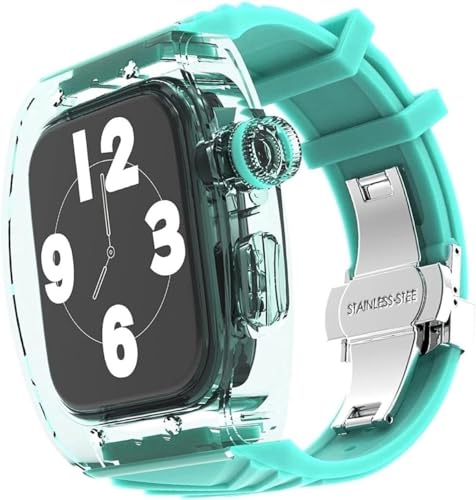 Bracelet de montre Apple Watch anti-transpiration en caoutchouc transparent avec boucle papillon