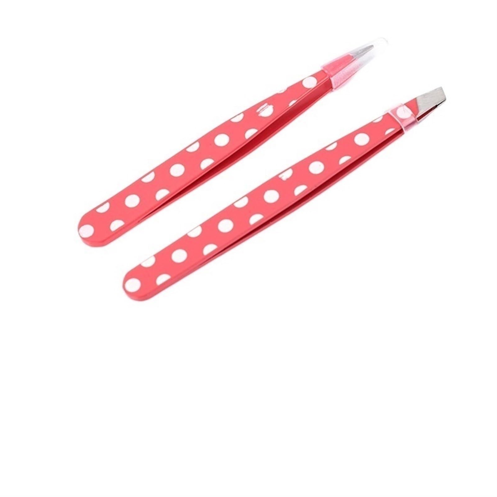 JINGYAN Pęsety Hair Removal Tweezers Eyebrow Clips Pink Dots Slanted Flat Tip Point Eye Brow Makeup Beauty Tool Set
