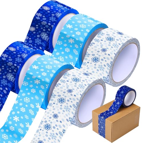 Image of Ctosree 6 Rolls Packaging Tape 50 Yard x 2 Inch Decorative Printed Duct Wrapping Tape for DIY Crafts Scrapbooking Crafting Boxes Decorations (Snowflake)