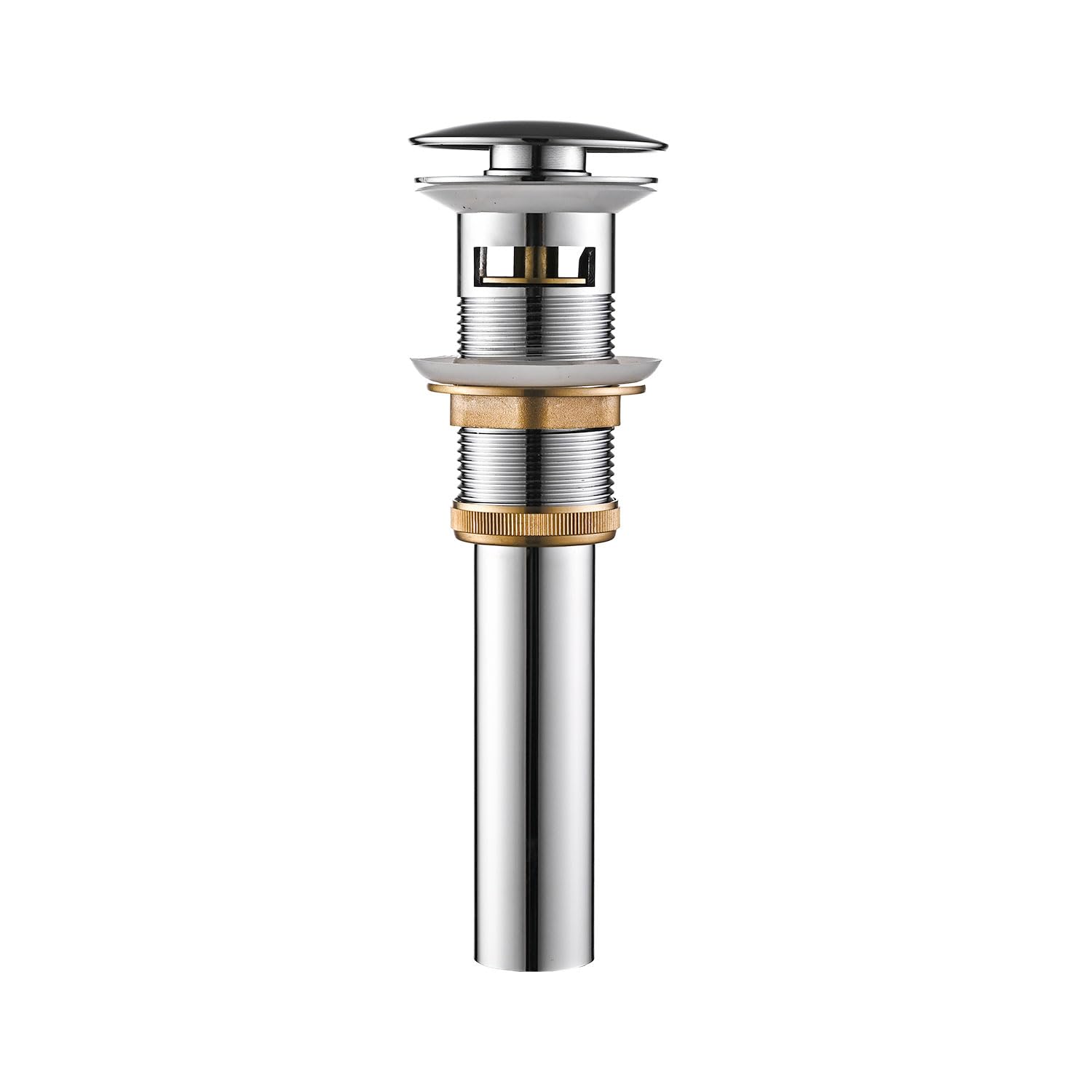 AVSIILE Siphon d'évier de salle de bain chromé avec trop-plein pour trou d'évier de 4,1 à 4,8 cm, entièrement en laiton antirouille et acier inoxydable 304
