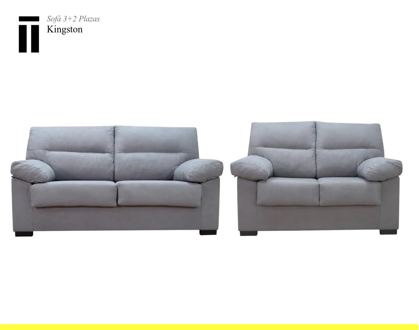 SHIITO | Modelo Kingston - Set con Sofá de 3 Plazas + Sofá de 2 Plazas | Comodidad y Relajación Superior | Color Gris Marengo