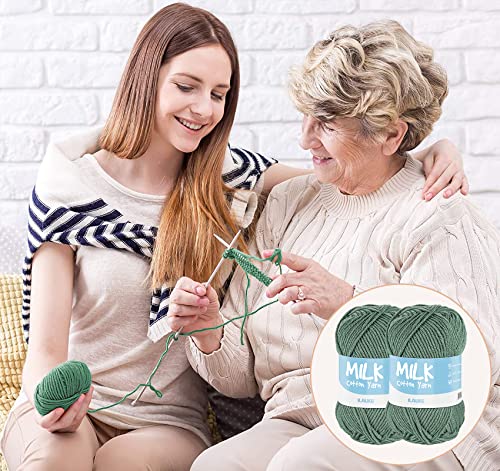 ilauke Yarn for Crochet 12x50g Acrylic Dk Yarn, Soft Double Knitting Wool 1200M, Green Wool for Projects Handcrafts - Image 4