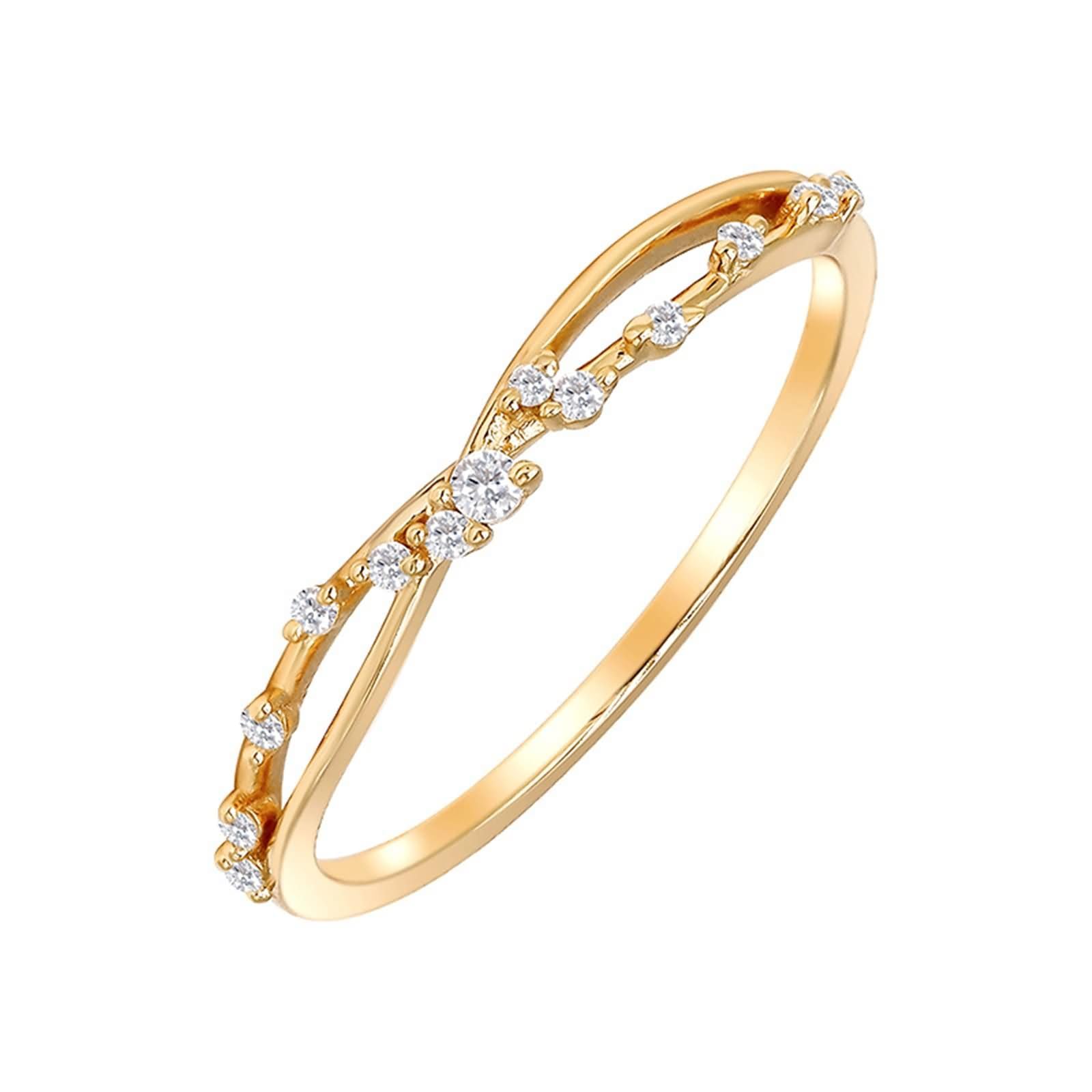 Anello Nuziale Donna, Anello di fidanzamento Thin Cross per donne con moissanite in Oro giallo