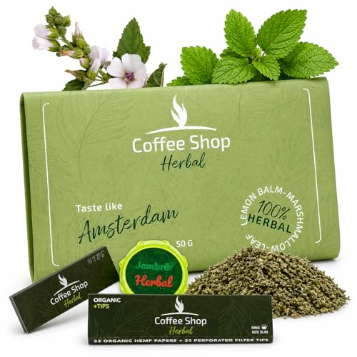Lemon Balm & Marshmallow Kräutermischung Amsterdam Café Kräutertee 100% Natur mild & harmonisch Premium lose Blätter für Tee & Anwendungen (30g + Papier + Tip)