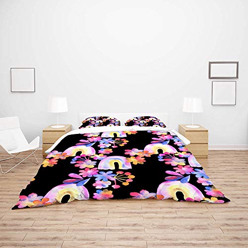 Housse de couette fleurs aquarelles ultra douce en polyester - 4