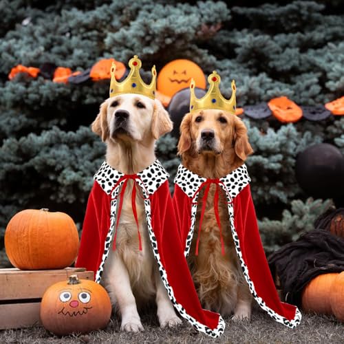XIMISHOP Halloween Huastier Kostüme König,Hunde und Katze Umhang Rot Halloween Cosplay Lux Mantel Für Prinz und Prinzessin