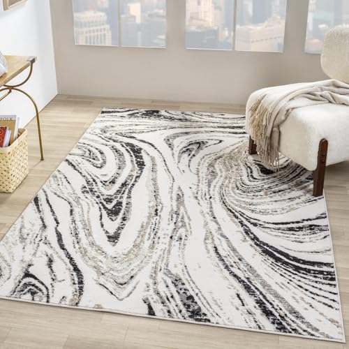 LUXE WEAVERS Modern Abstract Marble Gray 8x10 Area Rug, High
