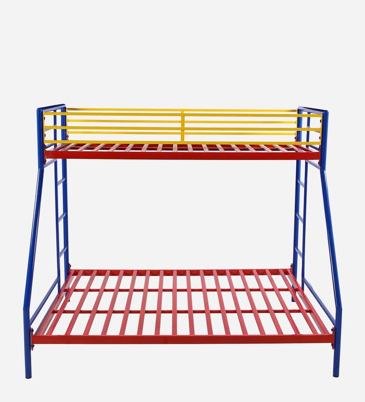 Image of Twin Over Twin Metal Bunk Bed | Bunk Bed Without Storage for Kids & Adult | Double Decker Cot for Kids Room | Space-Saving | Metal Bunker Cot (Mattress Included) (Pink)