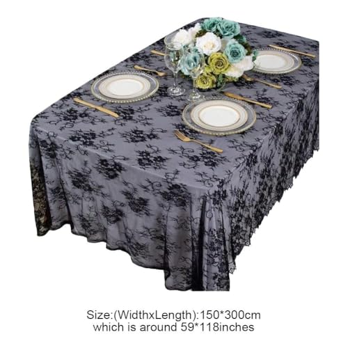 Chemin de table Halloween dentelle noire araignée nappe maison hantée - 8