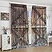 SHElifestyle Vintage Wooden Door Curtains, Rustic Old Lodge Carbin Cottage Farmhouse Windows Door Curtain for Kitchen Bedroom Living Room Home Decroation 63x63in