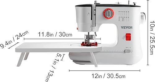 Miniatura 8 de VEVOR Máquina de coser, máquina de coser portátil para principiantes con 12 puntadas integradas, costura inversa, máquina de coser para niños de