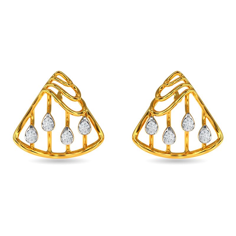 Image of KISNA JEWELS 14KT|18KT BIS Hallmark Pure Gold and Diamond Drops Earrings For Women with Screw Back clouser