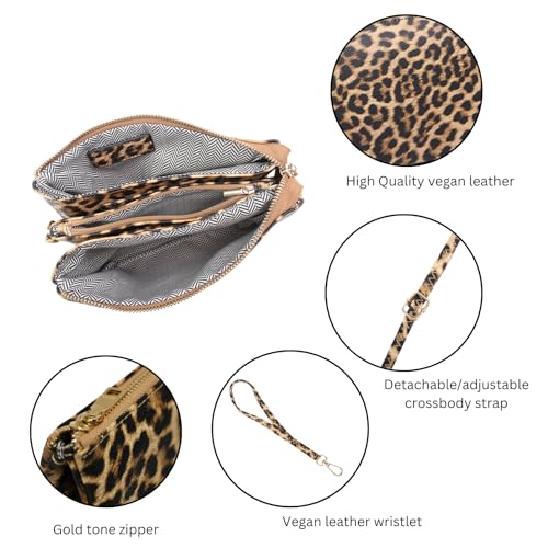 Image of JEN & CO. Riley Small Crossbody Bags Vegan Leather Wristlet Wallets Clutch Purses Shoulder Handbag for Women