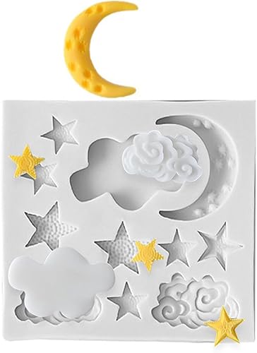 Miniatura 2 de Moldes de silicona con forma de nubes de luna y estrella, molde para decoración de chocolate para cupcakes, galletas, jabón, vela, yeso, cristal