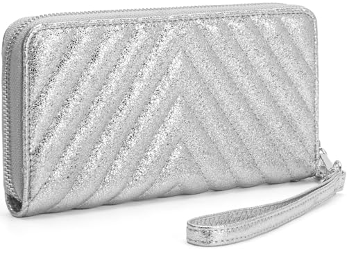 Brentano Vegan Leather Slim Single-Zipper Chevron Embroidered Wallet with Removable Wrist Strap product thumbnail 12
