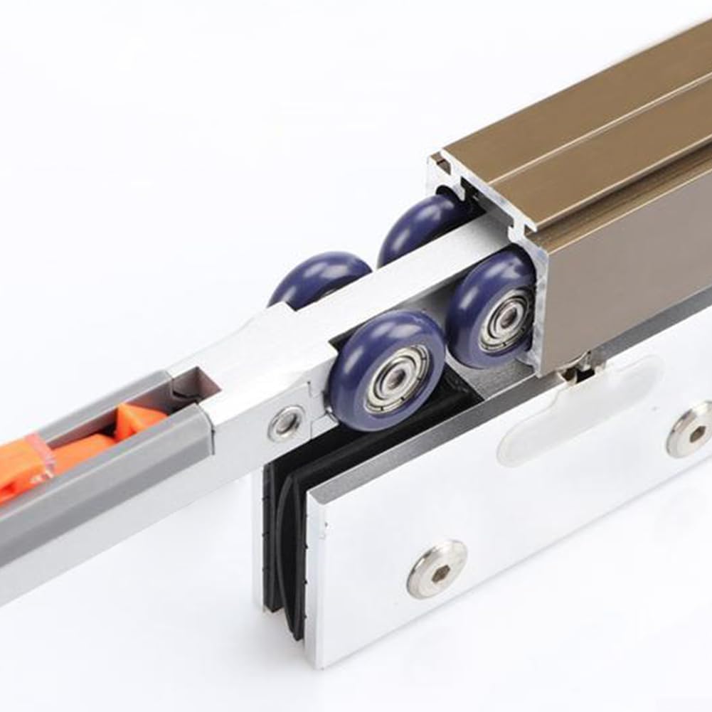 Ruota di sollevamento per smorzamento della porta in vetro Puleggia scorrevole resistente con buffer di riduzione del rumore per bagno senza telaio Cucina Hardware per ufficio Raccordi per binari in