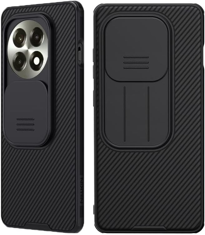 for OnePlus 13R Case, One Plus 13R Case with Slide Camera Protector Cover Hard PC and TPU Slim Rugged Protective Phone Case for OnePlus 13R 2025 (Black)