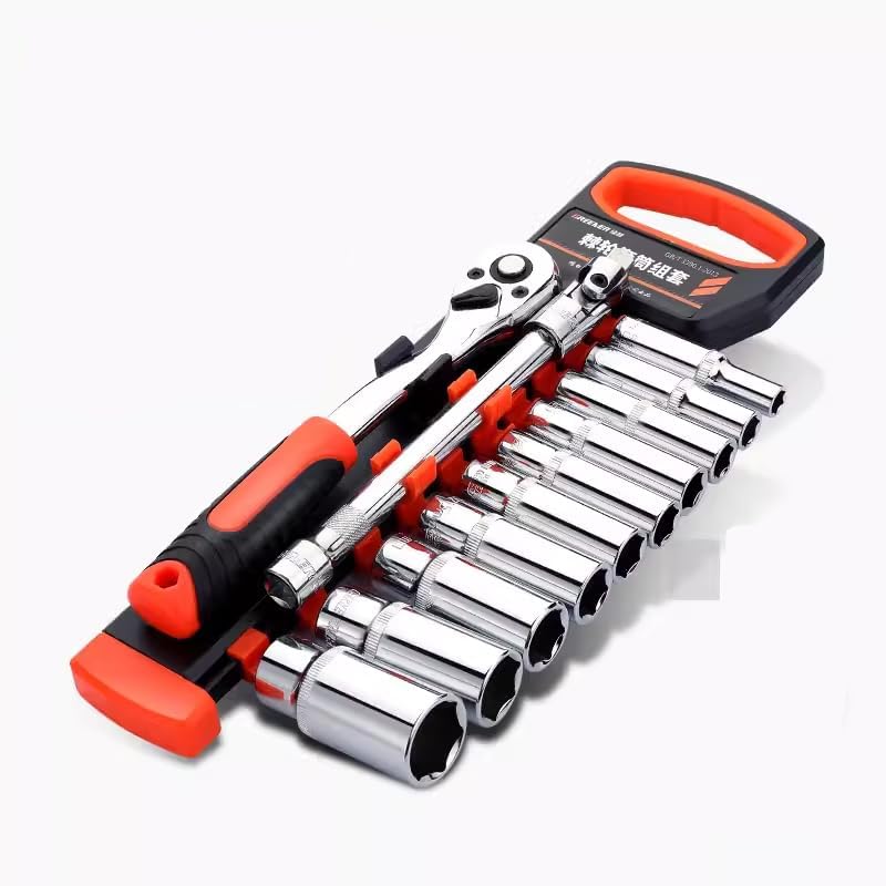 3/8-Inch Drive Metric 6-Point Standard Socket Wrench Set with Storage Rack(22-Piece), 6-24mm