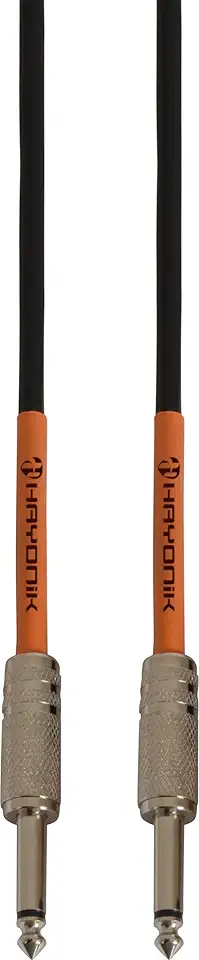 HAYONIK, Cabo Para Instrumentos, P10 x P10, 1m, PVC 6,00mm, OFHC, Plugues Niquelados, Preto