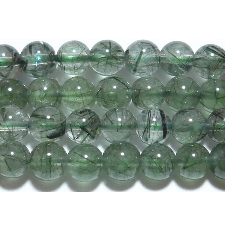 Amazon.co.jp: グリーントルマリン入り水晶 丸玉 6mm （グリーンルチル 