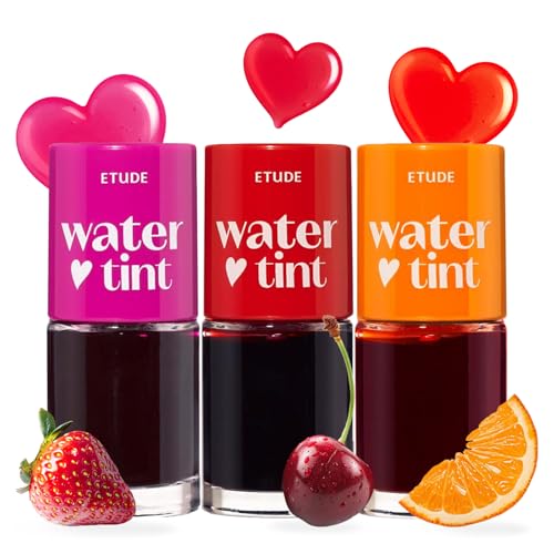 Image of ETUDE Dear Darling Water Tint 3 Color SET (Strawberry Ade+Cherry Ade+Orange Ade, 9g*3) | Vivid Color Lip Stain with Moisturizing Weightless & Non-sticky Finish | Korean Makeup, Perfect for Gift