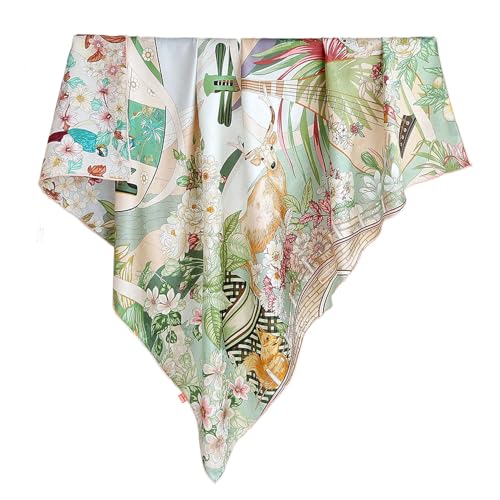 Écharpe en soie pour femme le cadeau idéal avec imprimé double face vert