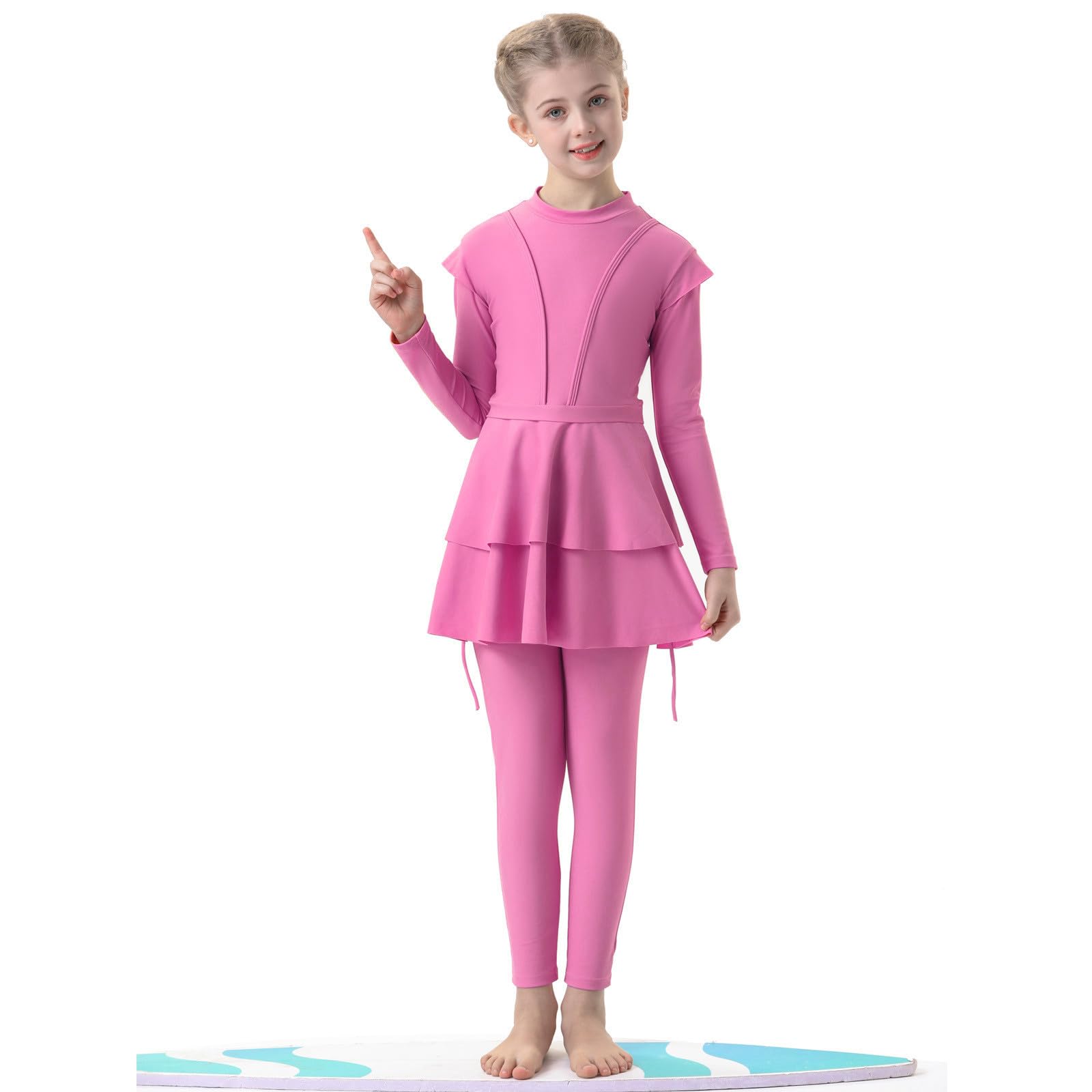 Maillot de Bain Fille 10 Ans Maillot de Bain Musulman 3 pièces pour Filles, Couverture complète, Hijab, Burkini, Maillot de Bain Arabe, Tenue de Plage, Haut, Pantalon, Casquette