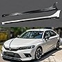 MC Style JDM FE180 Painted Two Tone Pearl White Gloss Black Side Skirt Extension Compatible for 2022 2023 Honda Civic EX LX Si Touring Sport Hatchback Sedan All Models