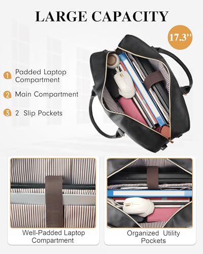 Taygeer 17 Inch Laptop Bag for Women, Convertible Backpack Tote Large Laptop Tote Bag for Women, Waterproof Leather Briefcase Backpack, Professional Shoulder Computer Handbags for Work Office Business - Image 7