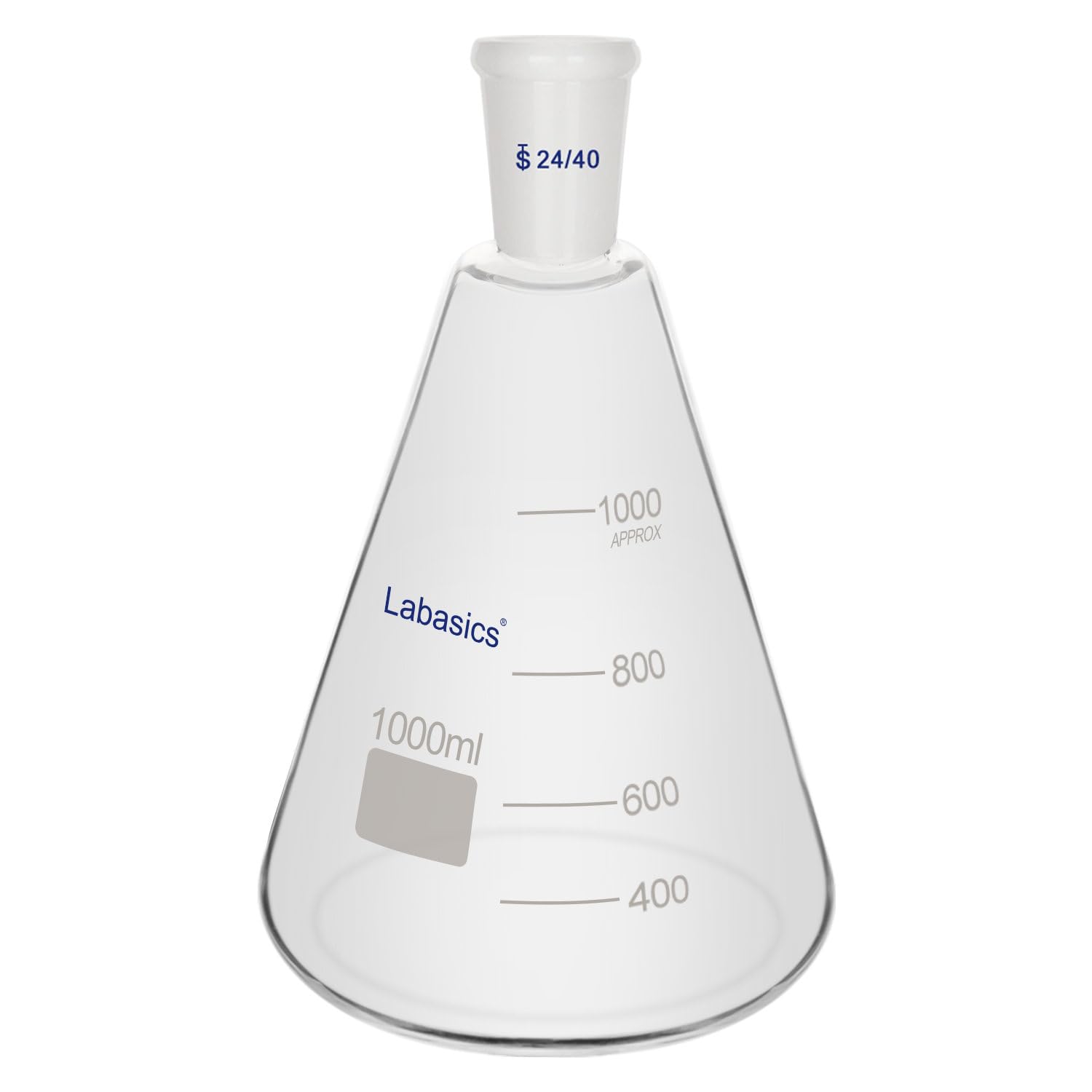 Sponsored Ad - Labasics Glass 24/40 Erlenmeyer Flask, Borosilicate Glass Heavy Wall Flask with 24/40 Standard Taper Outer Joint, 1000 ml