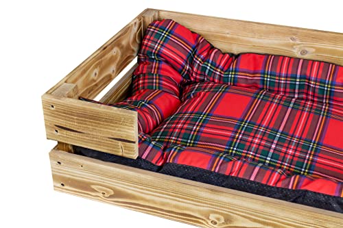 Kistenkolli Altes Land Hundebett Rocky mit Kissen 80x50x21cm Hundekorb Tierbett Hundekissen Schlafplatz Vintage Hundesofa (geflammt)
