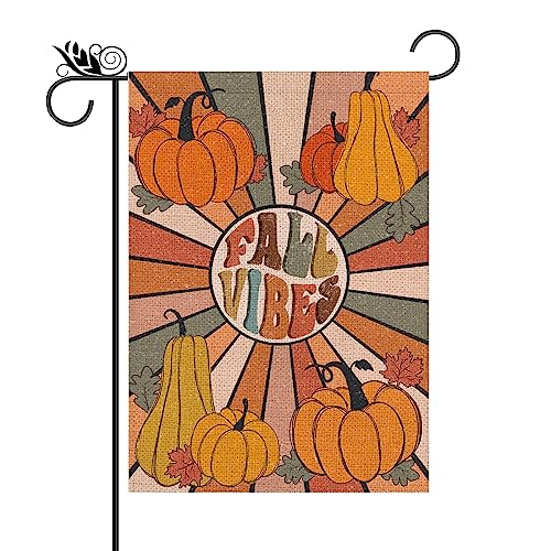 Bandera de jardín de otoño de doble cara para exteriores, calabazas, arpillera, otoño, temporada, decoración de patio, césped, decoración al aire libre, 12 x 18 pulgadas
