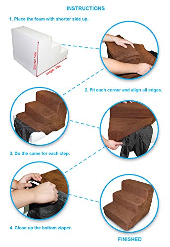 Best Pet Supplies 3-stufige Haustiertreppe, 45,7 x 38,1 x 33 cm, dunkelbraunes Wildleder - Image 6