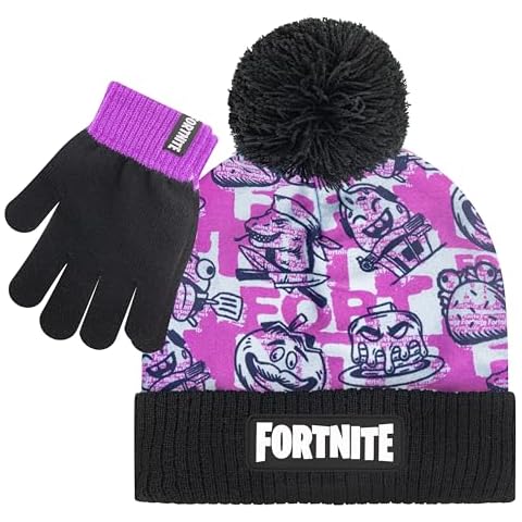 FORTNITE Boys Winter Beanie Hat and Snow Gloves for Boys 2 Piece Set Cover
