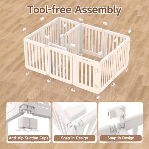 Image of EVERFRONT Dog Playpen with Door - Dog Pen Indoor - Easy Assemble Dog Play Pen - Puppy Playpen, Cat Playpen, Small Animal Playpen, Dog Play Pen Indoors (White, 24 inch, 12 Panels)