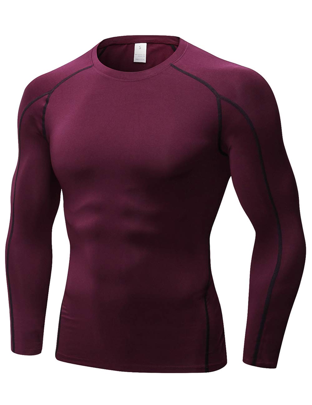 TOPTIEMen's Long Sleeve Fitted Compression Shirt, Cool Dry Base Layer for Men