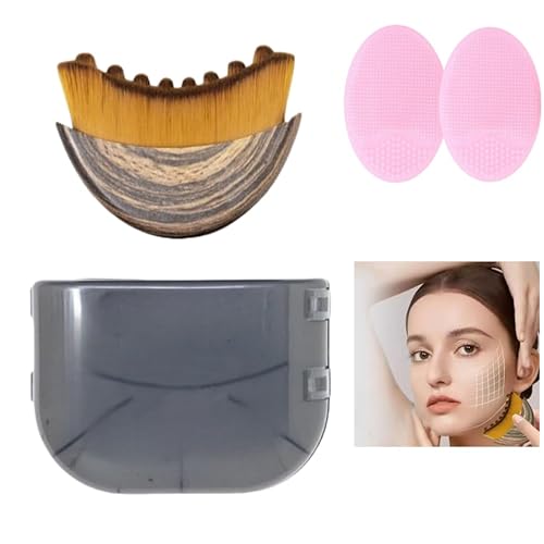 Brosse à Sec Drainage Lymphatique & 2 Brosses en Silicone – Massage Visage, Sculpture et Nettoyage | Set Professionnel de Soin à Domicile ou en Institut (Brosse Drainage Lymphatique, Brosse Nettoyante